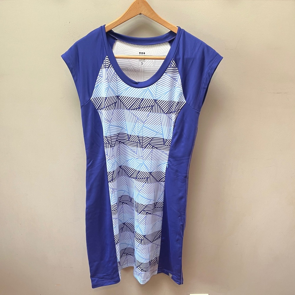 Title Nine Geo Print Athletic Dress Sleeveless Casual Activewear Blue S